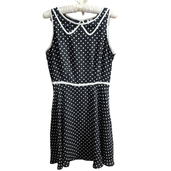 LC Lauren Conrad Dresses & Skirts - Lauren Conrad Women's Black Ivory Polka Dot Fully Lined Sleeveless Dress Sz 10